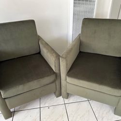 2 Olive Green Accent Chairs