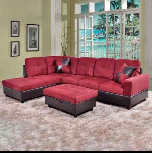 Red velvet sectional sofa blue avalanche