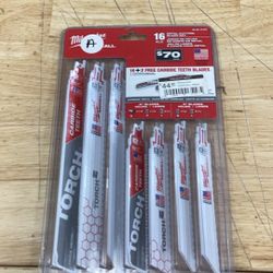 Milwaukee SAWZALL Metal Cutting Bi-Metal Reciprocating Saw Blade Set (16-Piece) with 2 Carbide Blades