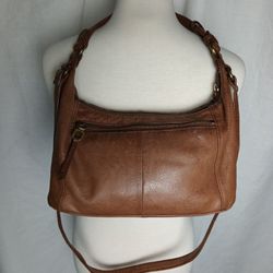 Vintage Hobo International Brown Leather Crossbody Shoulder Bag