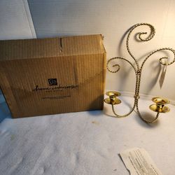 VINTAGE NEW Home Interiors Gold Metal Wall Sconce Tappered Candle Holder 13" Tal