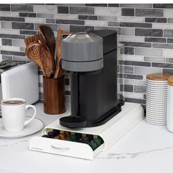 50 Nespresso capsules or 24 Vertuoline capsules Coffee Pod Storage Drawer Organizer, White Plastic