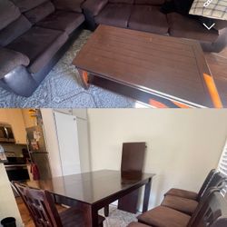 Dinning table + Chairs + Living Room Set