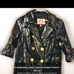 Juicy Couture patent vegan leather trench style rain coat