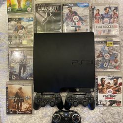 PS3 With three remotes and 9 Games - Great Condition