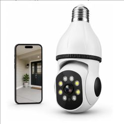 2K Light Bulb Security Camera for Home, 360° Pan Tilt Indoor Outdoor Camera with Color Night Vision, Motion Detection, Two-Way Audio, App Remote Contr