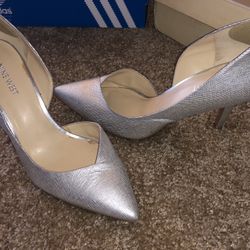 Nine West Silver Heels 9.5
