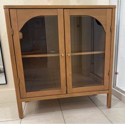 Nathan James Wood Curio Cabinet with Glass Doors Raw Oak