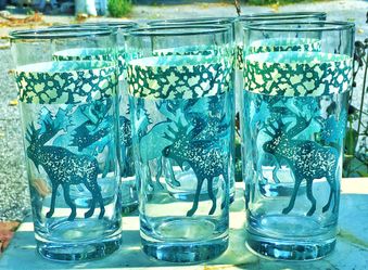 6 tall Tienshan moose country water iced tea glasses !