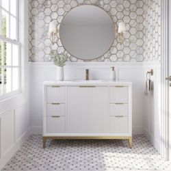 FRESCA WELLINGTON 48IN WHITE UNDERMOUNT SINGLE SINK BATHROOM VANITY 