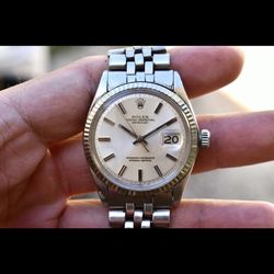 Rolex Datejust Ref. 1601 Stainless Steel And 18k White Gold Silver “Pie Pan” Dial