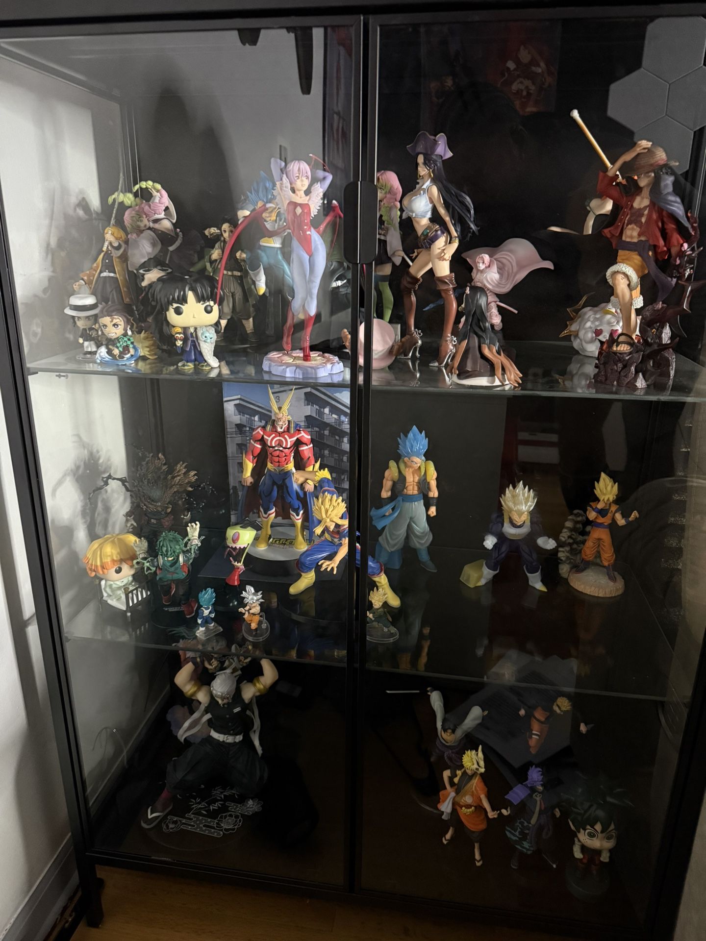 IKEA Glass Display And Anime Statue Collection $200