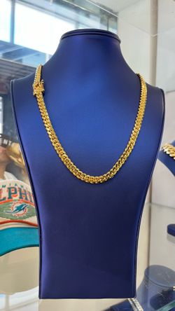 Beautiful Handmade Miami Cuban Link Chain 10MM 22” 14K Gold Plated over .950 Silver