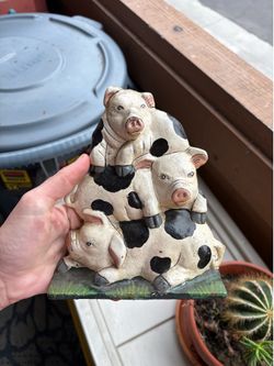 Vintage Cast Iron Stacked Pigs Farmhouse Doorstop