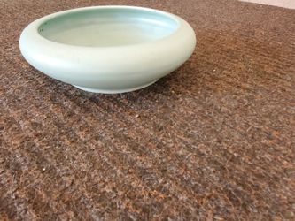 Vintage Haeger Pottery, Large Bowl / Shallow Vase - Aqua Blue ~ USA