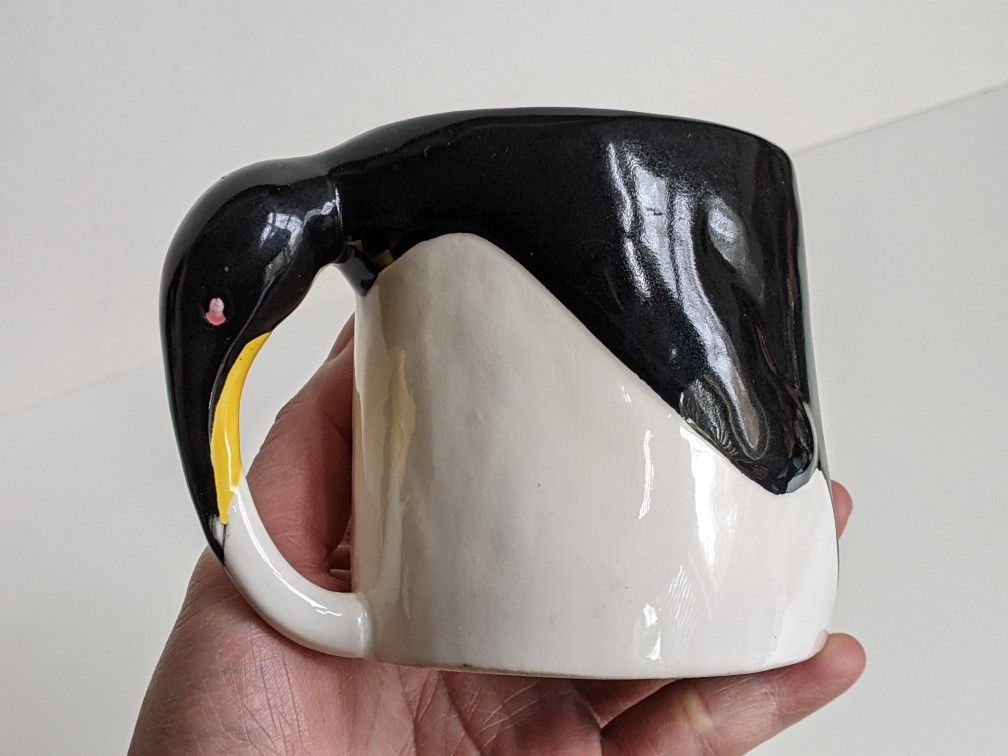 Taffy Dahl Penguin Mug Handpainted Figural Mug