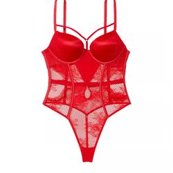 VICTORIA'S SECRET VERY SEXY Bombshell Fishnet Floral Teddy, Medium