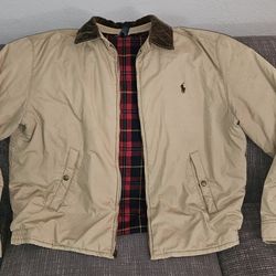 Vintage POLO Ralph XXL Tan/Plaid Lined/Coroduroy Collar Coat Jacket