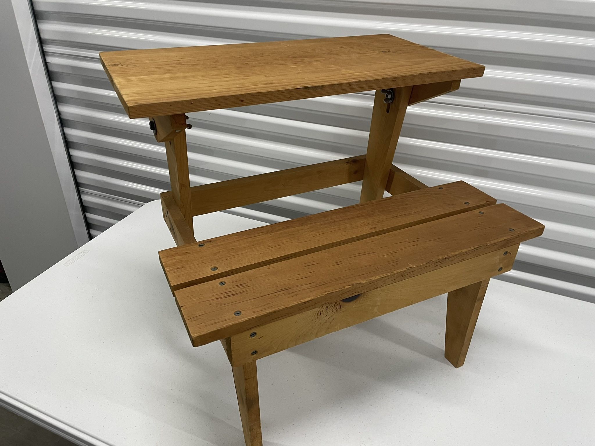 Cute Small Child’s Convertible Desk Seat Table Bench Solid Wood Circa 1960’s!