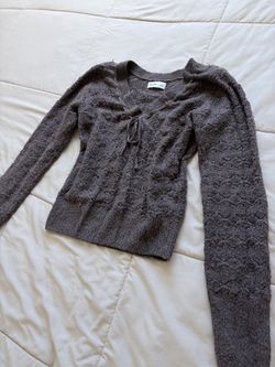 Hollister brown Knit Tie-Front Sweater
