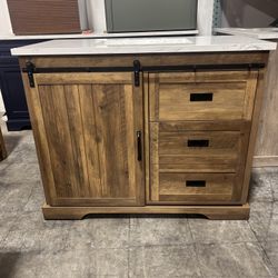42" Bathroom Vanity Barn Door Stone Countertop (Open Box )