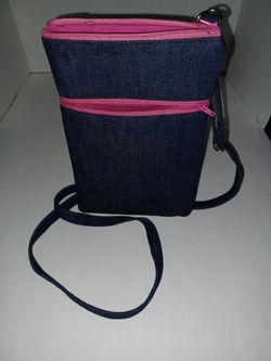 Denim Crossbody Cell Phone Holder