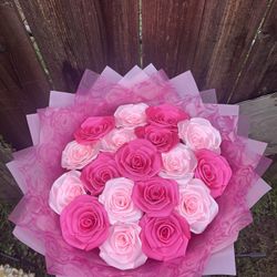 Valentines Day Pink 18 Count Ribbon Roses