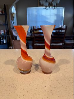 Vintage Japanese Art Glass Bud Vase Set – Pair