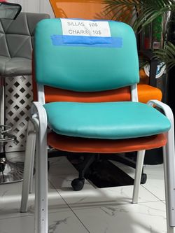 Teal Padded Guest Chair with Silver Frame