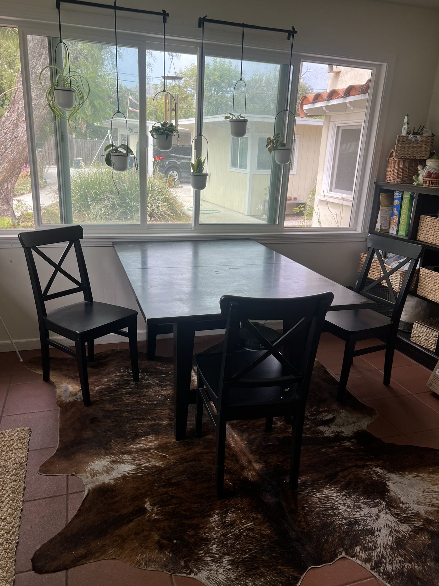 Solid Black Wood Dining Table + 5 Chairs β $180 OBO