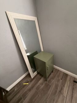 Large Floor Mirror with White Wood Frame