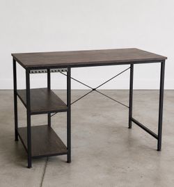 Industrial Computer Desk with Storage Shelves – Excellent Condition