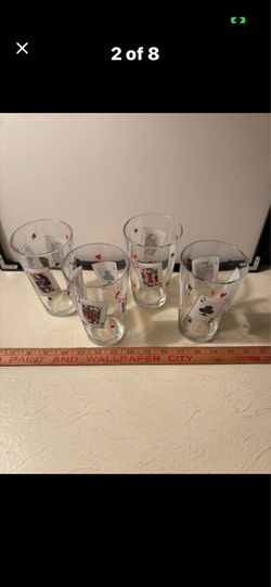 Vintage Poker Casino Bar Drink Glasses