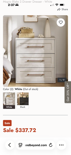 Mopio Blake 3 drawer dresser in white oak