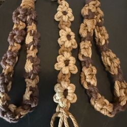 Handmade Brown/Tan Daisy Wristlet Keychain