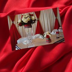 6 Red Satin Drapes (11ftx5ft) Great For Parties And Weddings!!