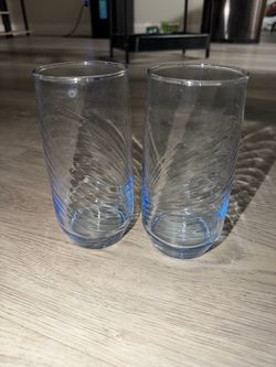 Blue Swirl Glass Cups – Set of 2