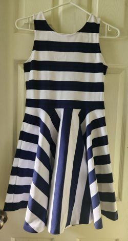 Ralph Lauren Girl's Navy Blue Stripe Dress Sz. 12-14