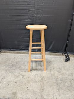 Natural Light Wood Round Top Bar Stool