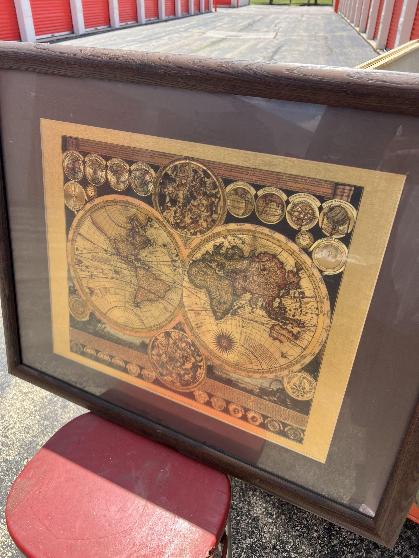 Vintage: Vintage Peter Schenk Planisphaerium Terrestre Gold Foil Map of the World