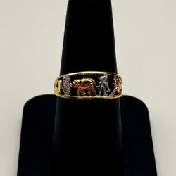 Jewelry 14k solid three tone gold ring size 5.5