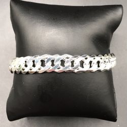 925 Sterling Silver Cuban Link Chain Men’s Bracelet Size 8.5”