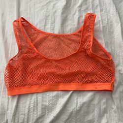 Orange Fishnet Sport Bra 