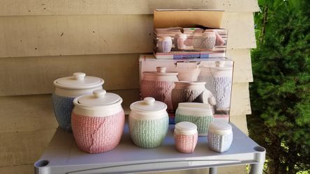 Ceramic container set /SUGAR,FLOUR,SALT,PEPPER.(made in USA) for Sale in  Mountlake Terrace, WA - OfferUp