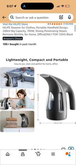 Brand New HiLIFE Handheld Garment Steamer (700W, 240ml)