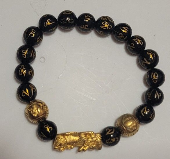 Feng Shui Black Obsidian Pixiu Bracelet Wealth Good Luck Dragon Glass Jewelry