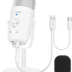 USB Condenser Microphone, Pro Podcast Condenser for PC/Laptop/Phone/Computer/PS4/5 with Noise Cancelling,All Metal Asmr Microphone Plug&Play, Mute But