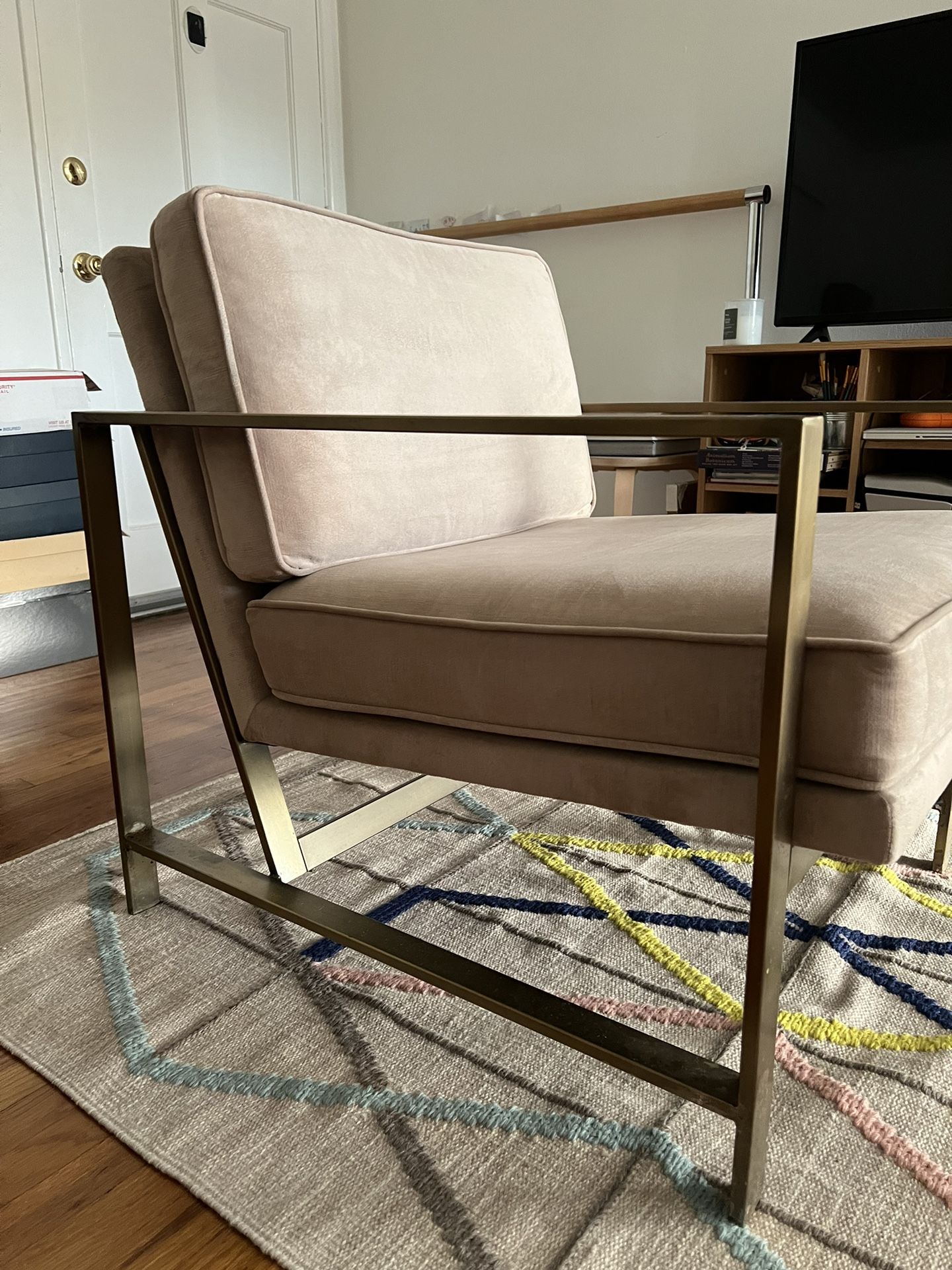West Elm Metal Frame Upholstered Lounge Chair