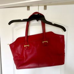 Coach Red Leather Tote Bag
