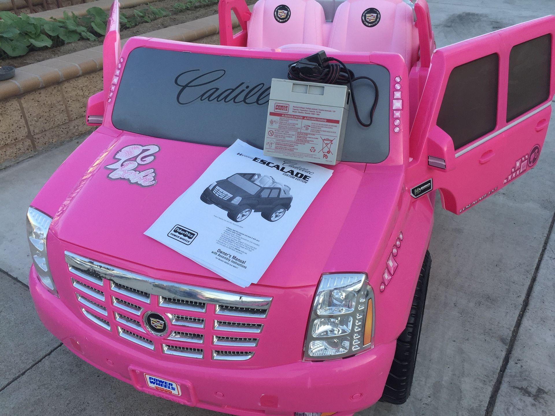 Pink Barbie Cadillac Escalade 12volt electric kids ride on cars power wheels
